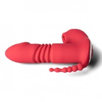 Thrusting Vibrator with Sucking Function Silicone Remote Control 12-Speed RED